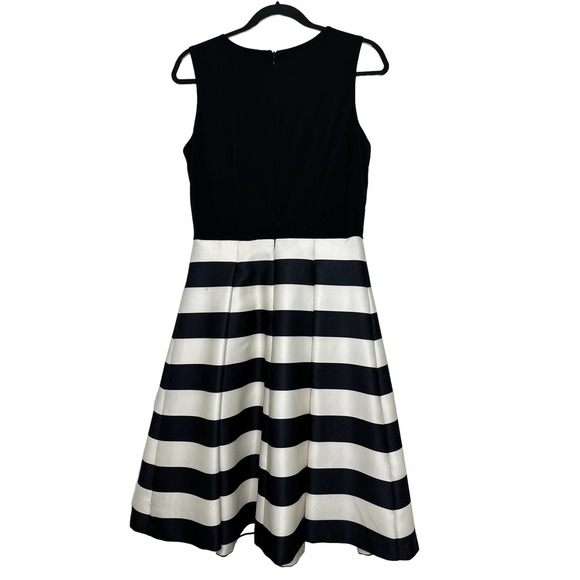 R & K Sleeveless Dress Size 10 Playful Stripes Black Knit Top Back Zip #B01 - Picture 5 of 9